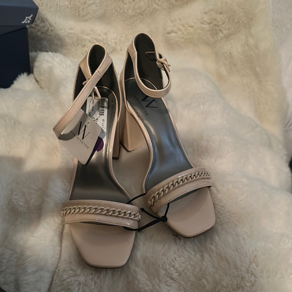 Worthington Cream Heels Ankle Strap Perforated